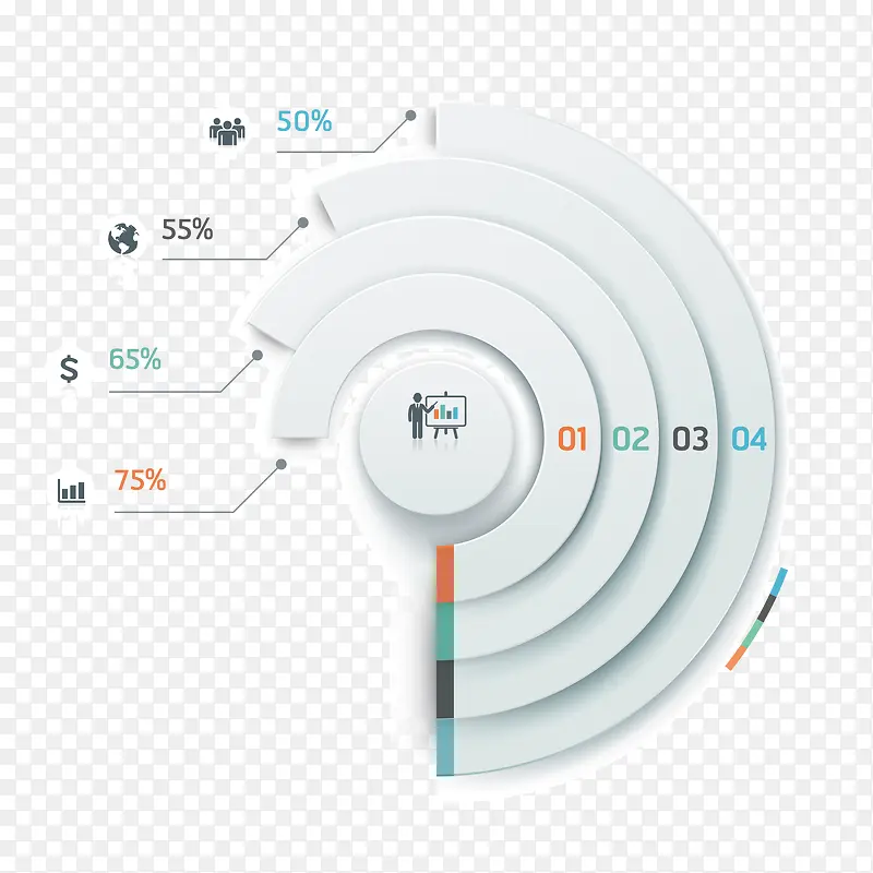 矢量圆形PPT数据百分比统计图