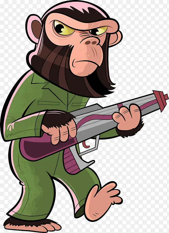 卡通猴子拿着枪