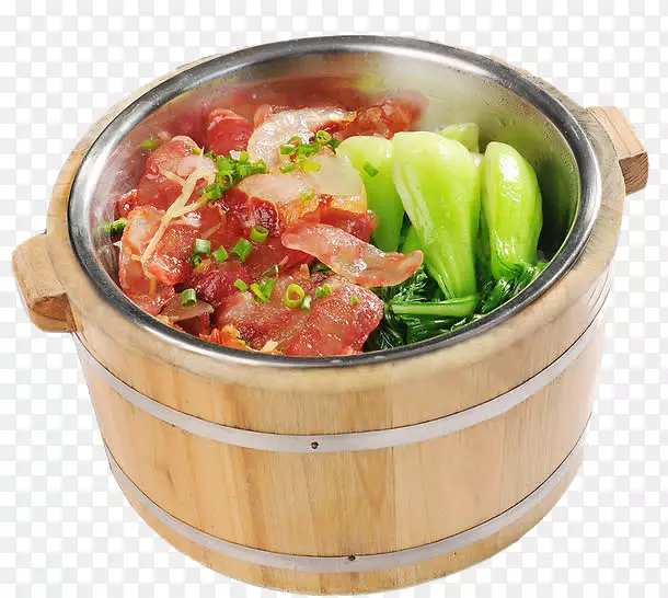 木桶饭图片05青菜咸肉