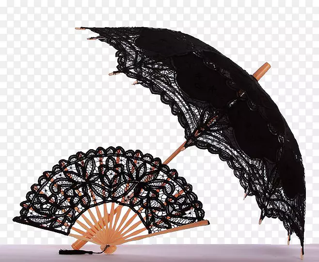 黑色蕾丝花边伞秀气