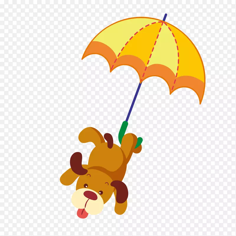 卡通挂着雨伞的小狗设计