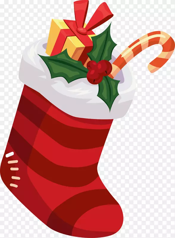圣诞红袜糖果礼物设计素材