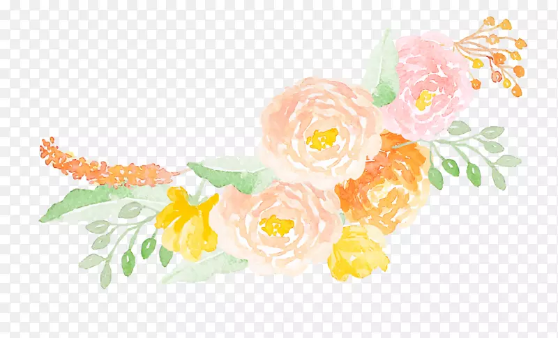 手绘粉色花卉PNG