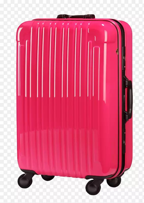 玫红色行李箱带你去旅行