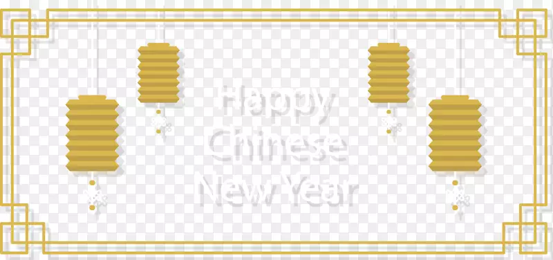 黄色线条灯笼横幅