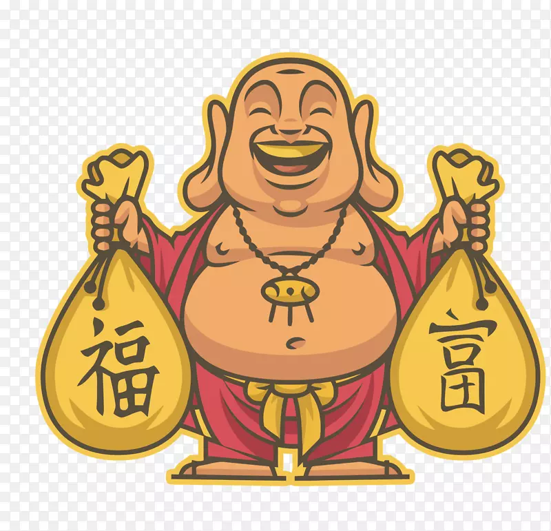 矢量拿着福袋的弥勒佛PNG图片素材下载_图片编号akywedby-免抠素材网