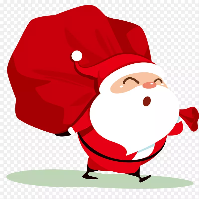 圣诞老人背着一袋礼物插画