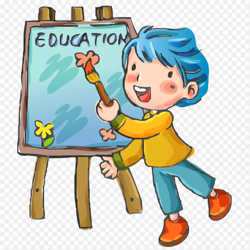 小孩子在画板上画画