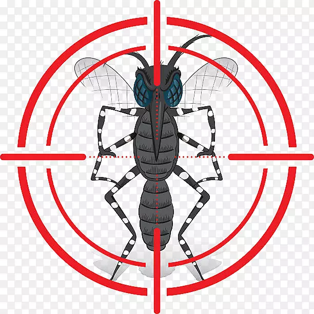 卡通枪口瞄准禁止蚊子插画图标免