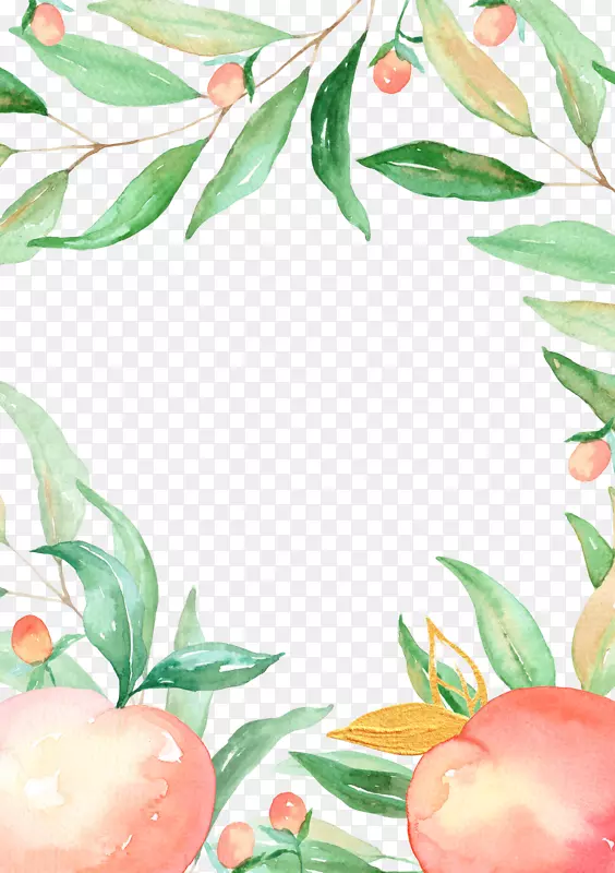 桃子枝叶背景框