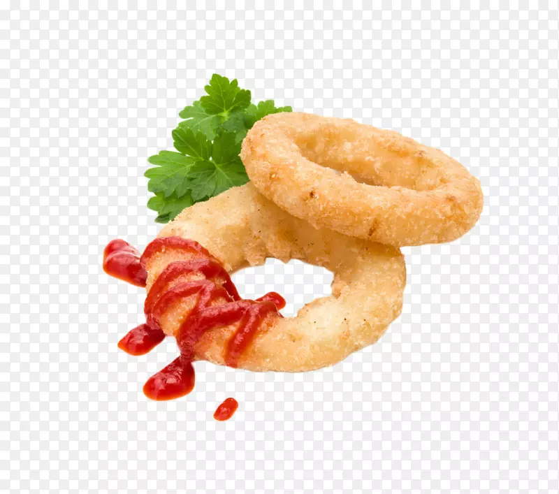 金黄色美味油炸鱿鱼圈