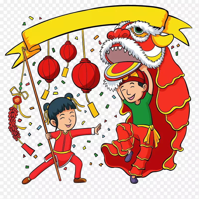 新年舞狮喜庆矢量图PNG图片素材下载_图片编号bqardndy-免抠素材网