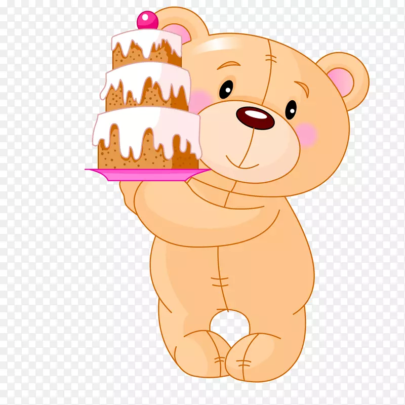 卡通拿着蛋糕的小熊