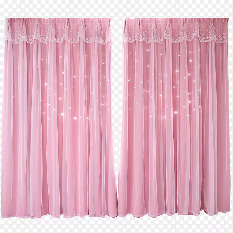 星星韩式粉色窗帘