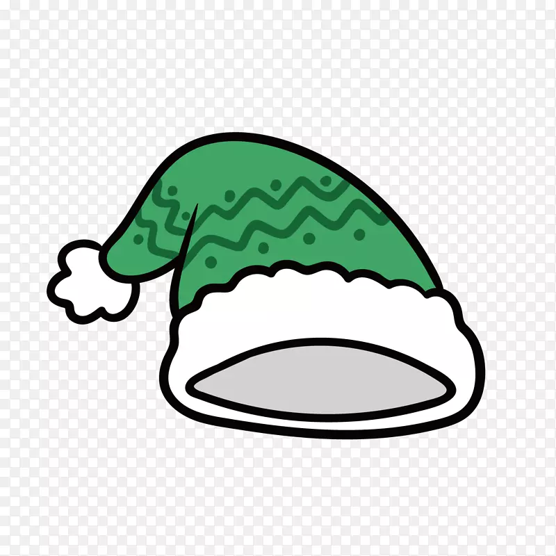 绿色手绘圣诞帽子元素