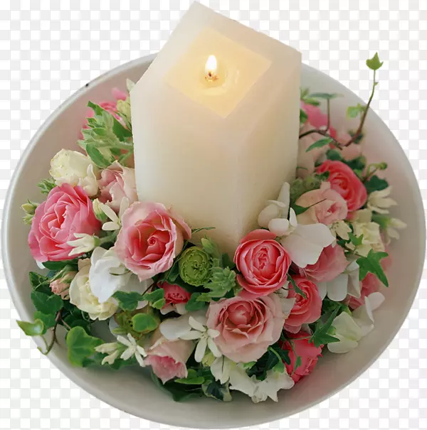 蜡烛与玫瑰烛台免扣png高清图片