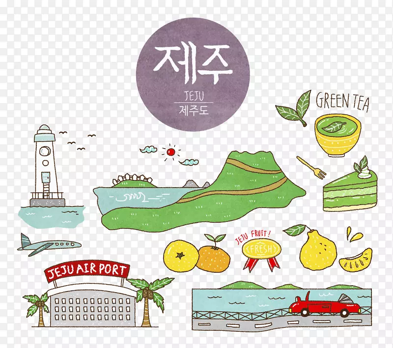 卡通手绘韩文图标