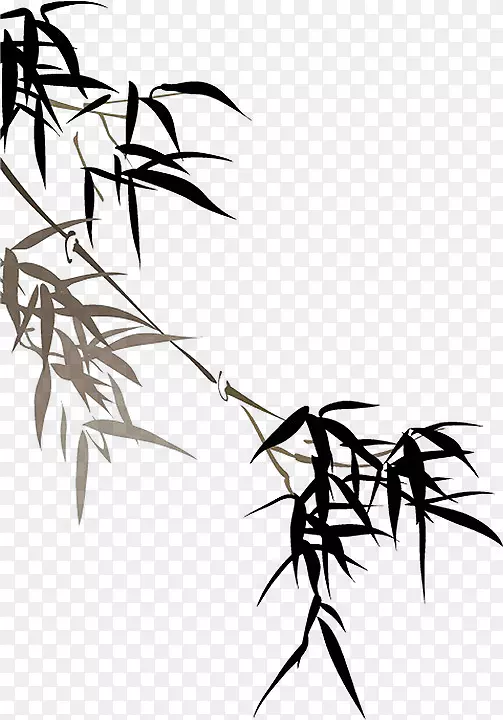 竹子水墨元素边框