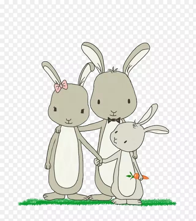 可爱童趣小兔子一家人手绘