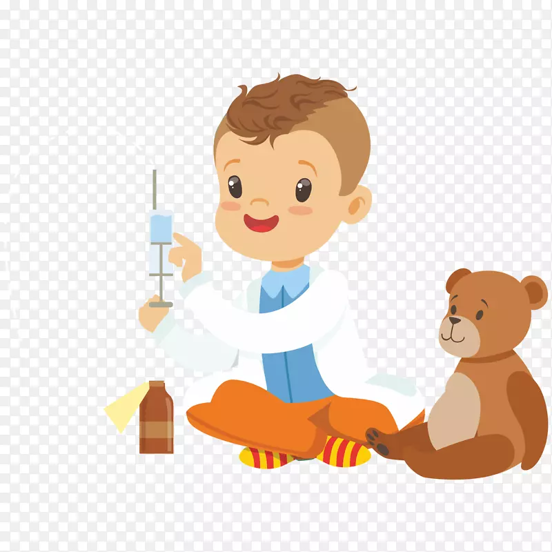 卡通小熊和男医生