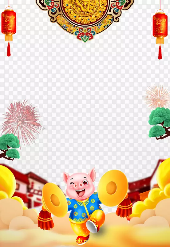 2019猪年元旦春节背景设计