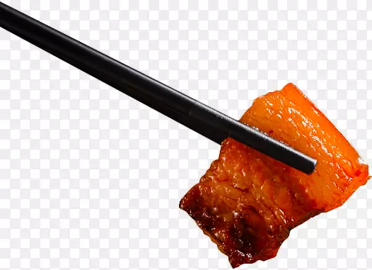 筷子夹起的红烧肉