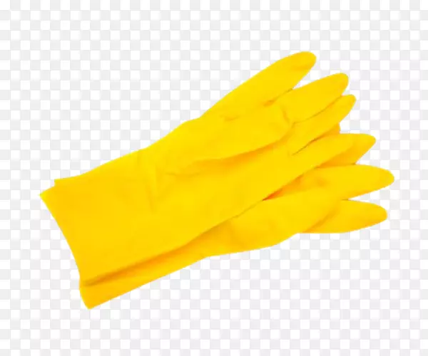 黄色的橡胶洗碗手套