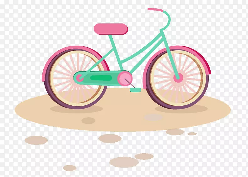 卡通手绘清新自行车装饰png