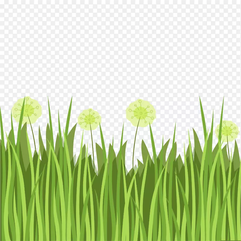 水彩绘绿色草丛矢量图