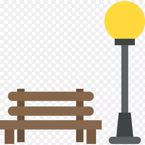 公园长椅和路灯手绘图