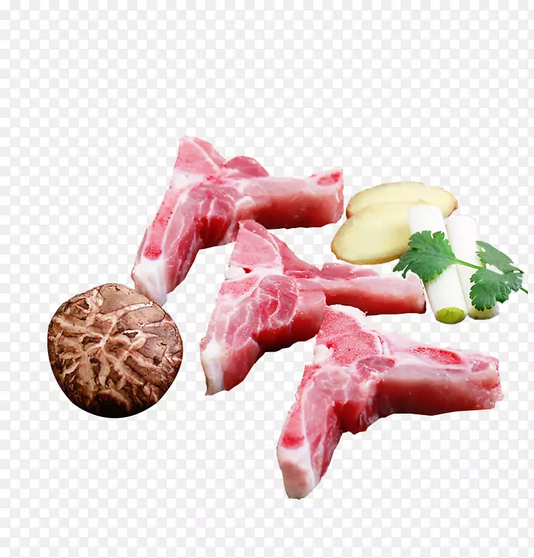 猪脊骨姜片葱段香菜香菇