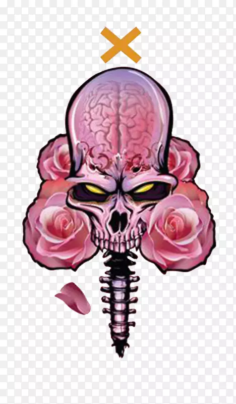玫瑰花装饰骷髅骨头