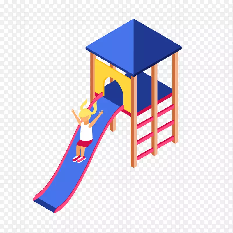 玩滑滑梯女孩矢量图