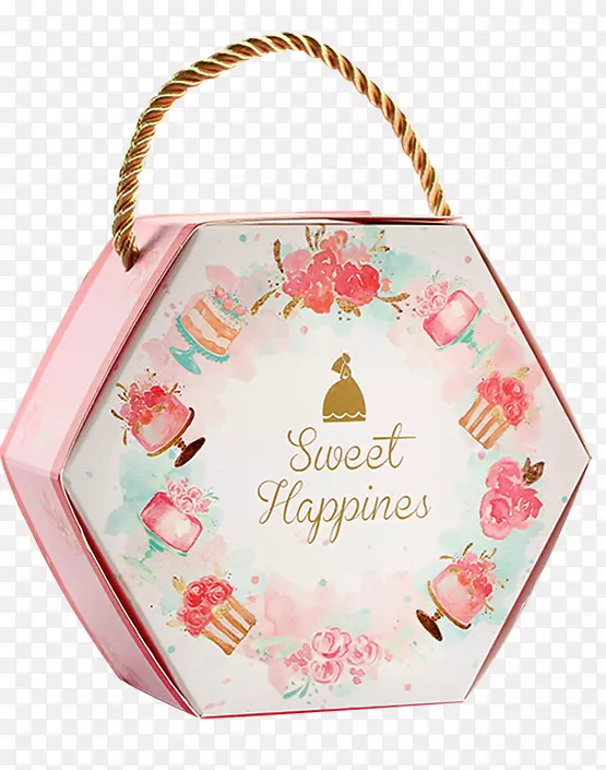 欧式粉色手提喜糖包装盒
