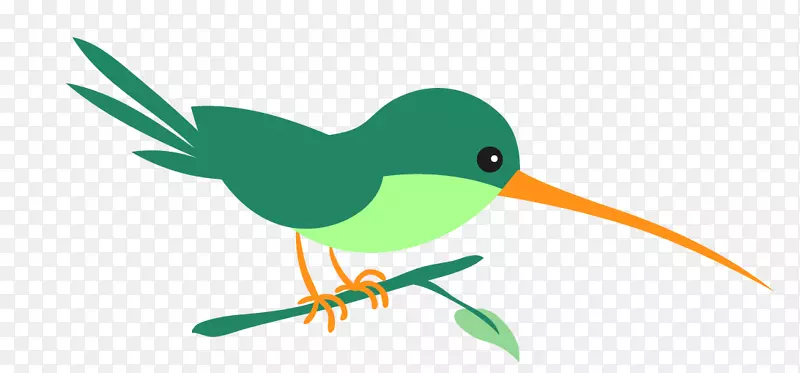 卡通站在枝头上的绿色小鸟