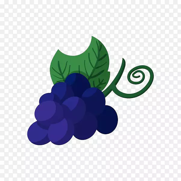 蓝色手绘扁平化葡萄
