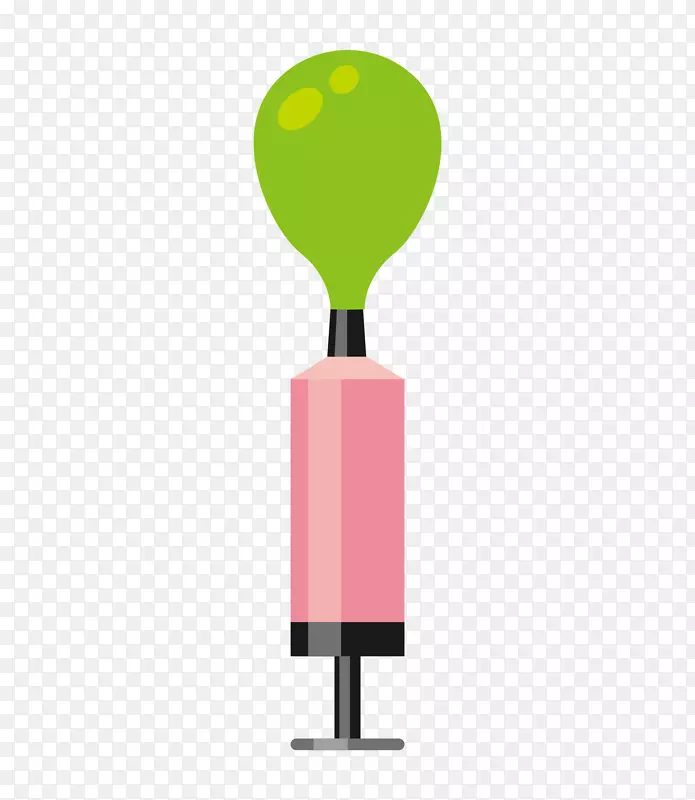 粉色气球打气筒上的绿色气球