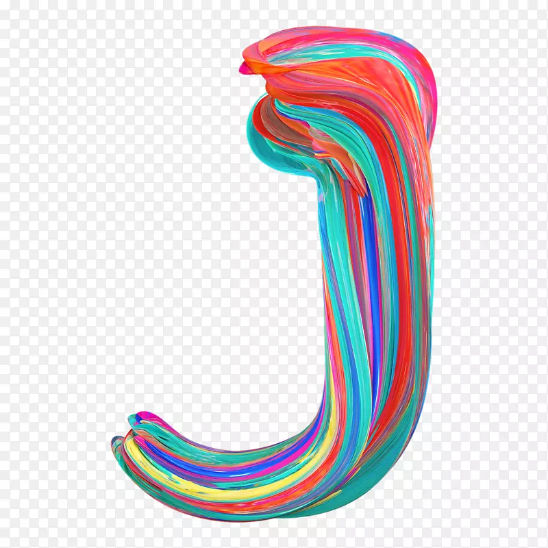 彩色丙烯酸颜料画字母数字符号透明J