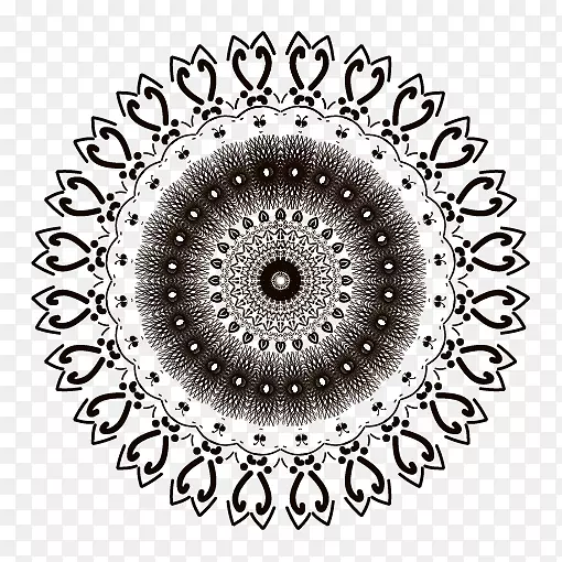 动植物拟形花纹黑白圈图
