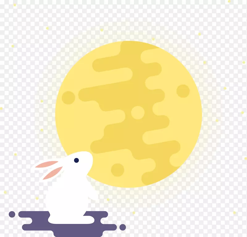 中秋节月亮兔子装饰元素