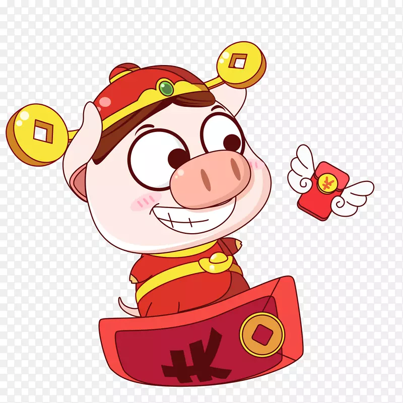 漫画猪装饰背景PNG