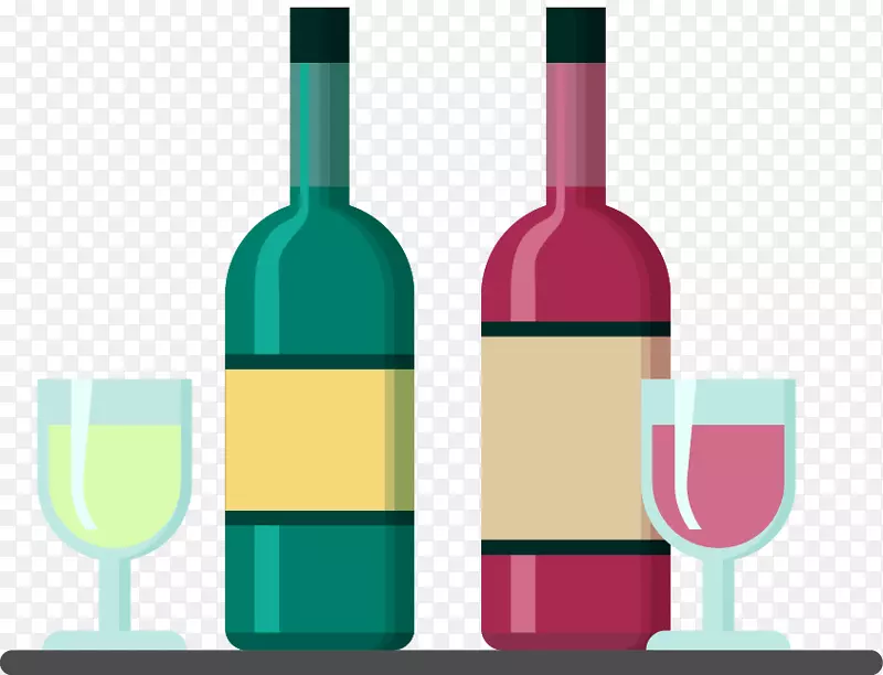 矢量酒瓶和酒杯插图
