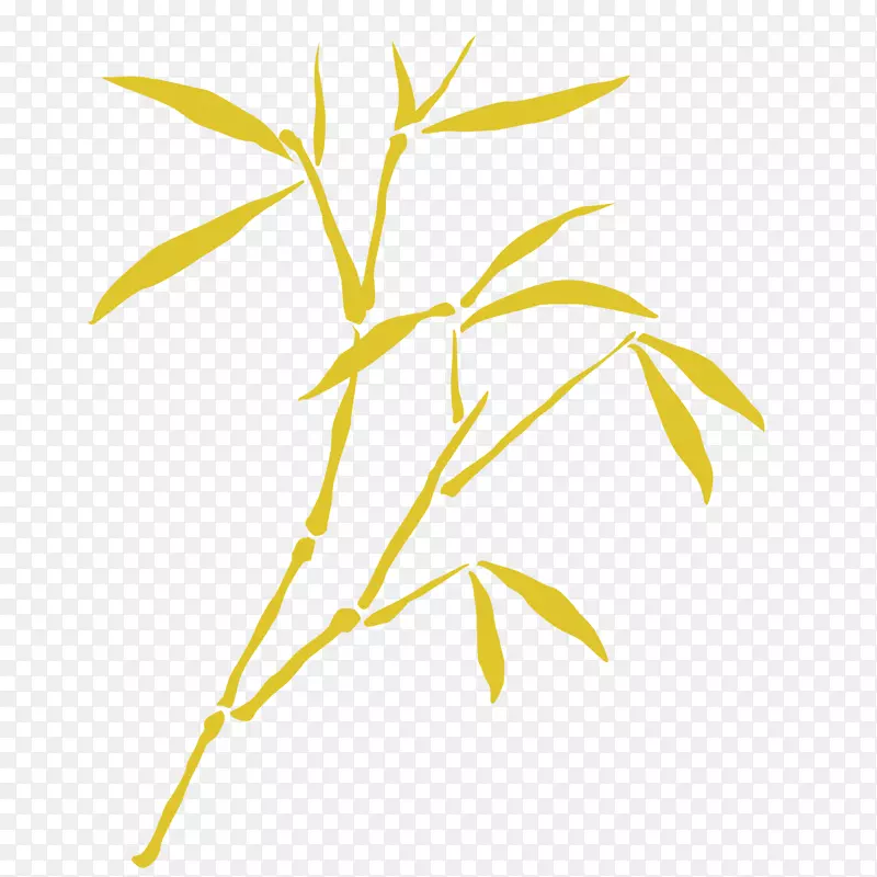 一根唯美的金黄色竹子带竹叶矢量