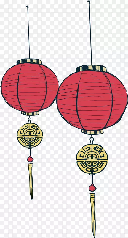 手绘中国风红灯笼