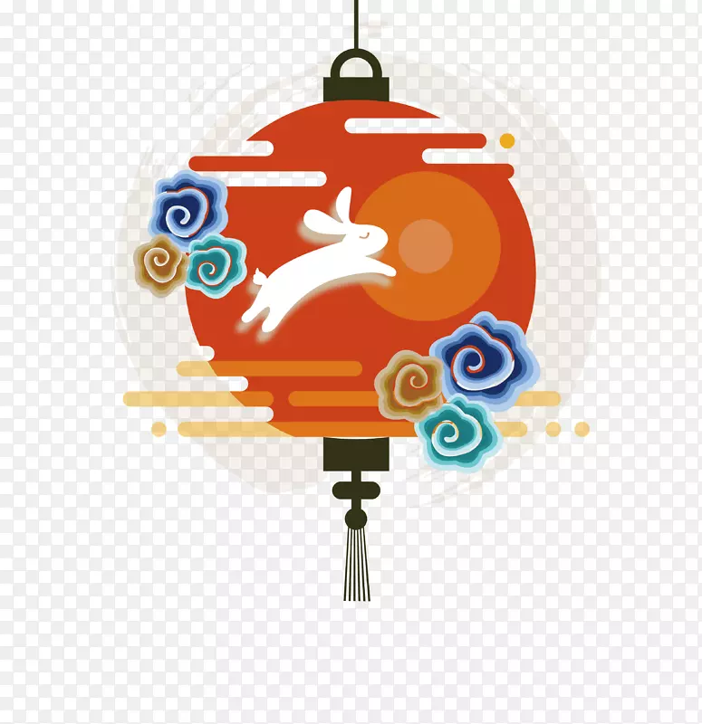 中国风手绘中秋大红灯笼元素