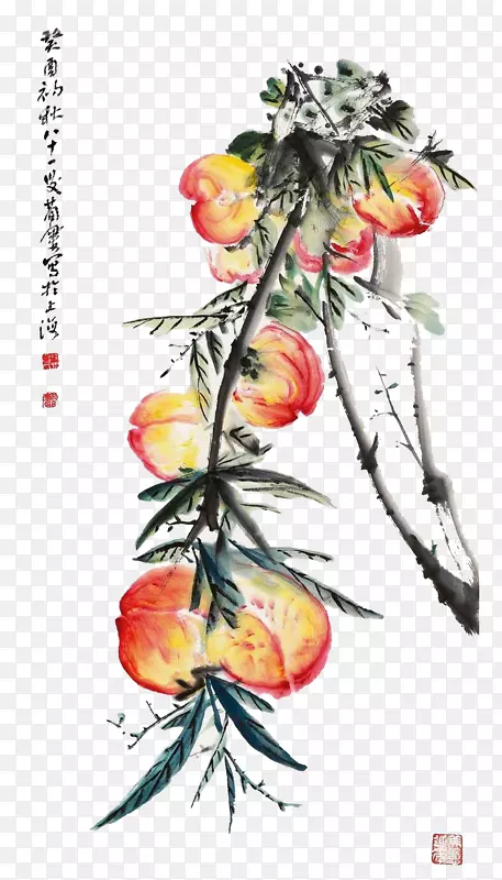 水墨桃树