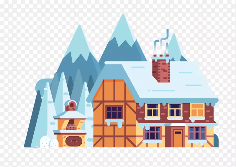冬季卡通房子元素设计