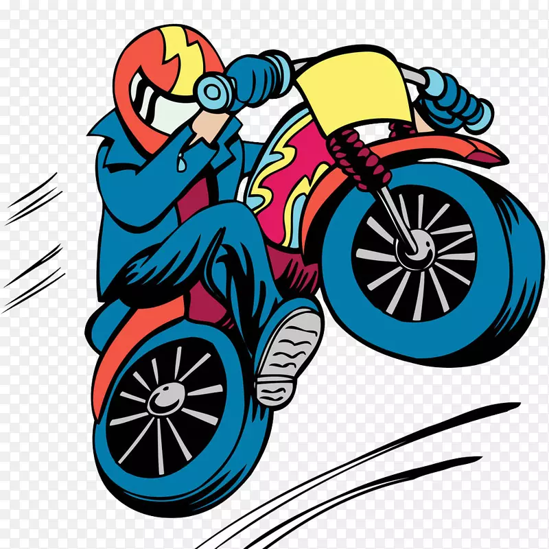 卡通可爱摩托车赛车手