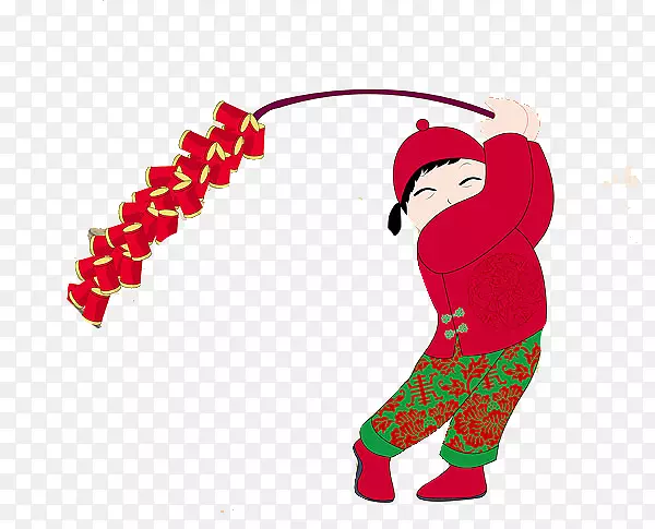 中国风小孩放烟花