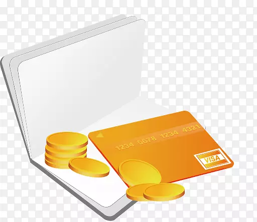 银行卡存折与金币PNG下载